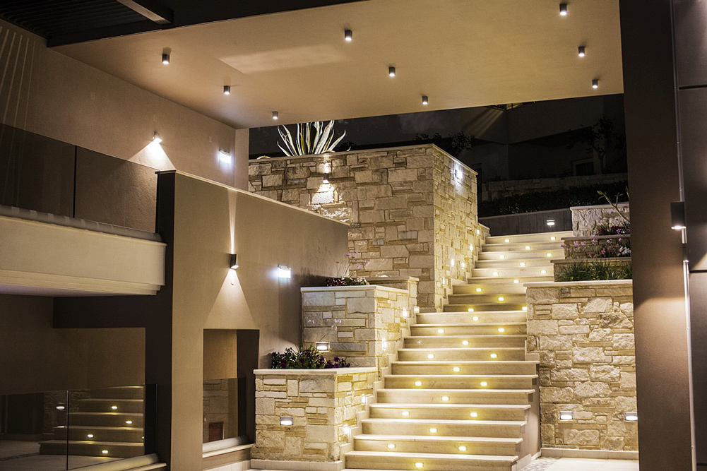 Stairs at Cretan Dream Resort & Spa at night