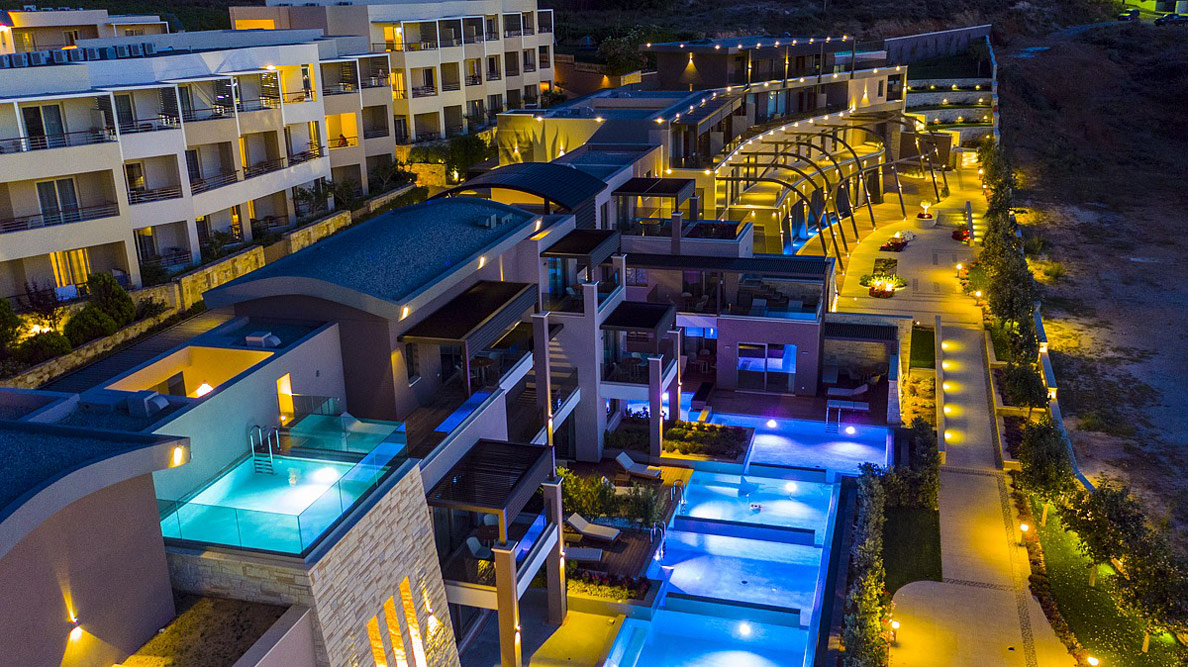 Exterior view of Cretan Dream Resort & Spa at night